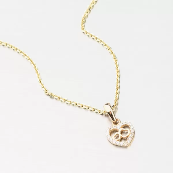 Zlatý přívěsek srdce se zirkony GCA13-017