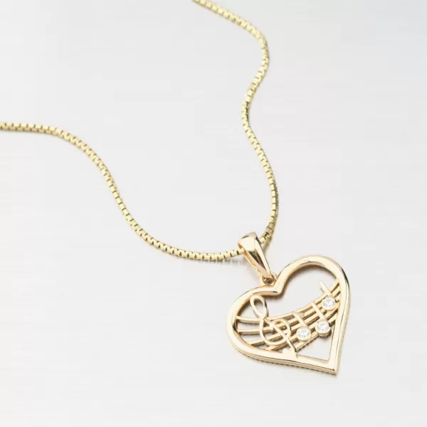Přívěsek srdce a noty zlato 585 GCA13-015