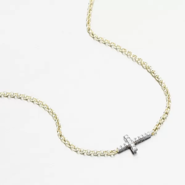 Zlatý náramek s křížkem DZF5832-ZLB-ZIR