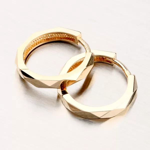 Dámské náušnice žluté zlato 585 broušené kruhy 12R-763