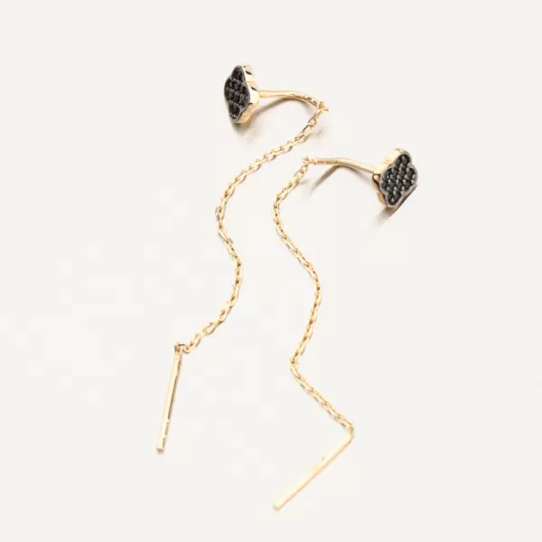 Dámské náušnice žluté zlato 585 řetízkové se zirkony 163P-122580