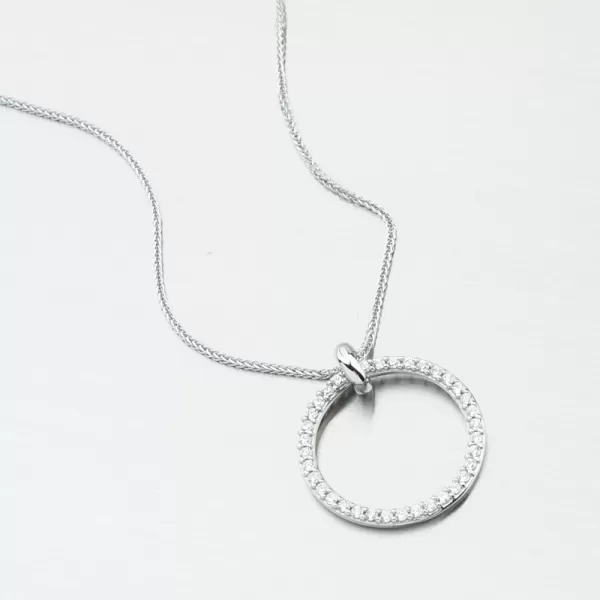 Přívěsek bílé zlato kruh DZF3775-B-ZIR