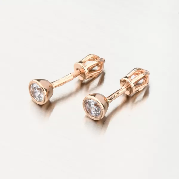 Náušnice z růžového zlata pecky se zirkonem 52GZ-8053-CV