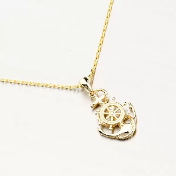 Pozlacený stříbrný přívěsek kotva kormidlo PKL-3123