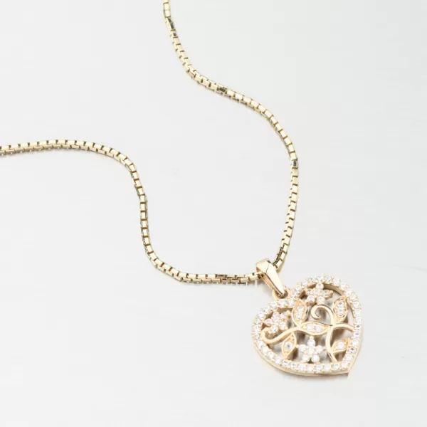 Zlatý přívěsek srdce se zirkony 43-22425