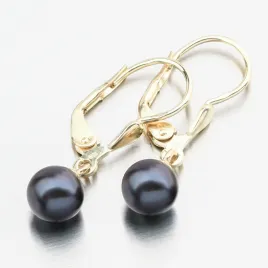 Dámské náušnice žluté zlato 585 perly s černá 52GZ-3016-ZL-KL-Black