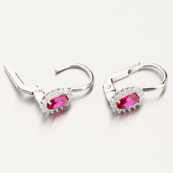 Dámské náušnice bílé zlato 585 s rubínem a se zirkony 12R-761