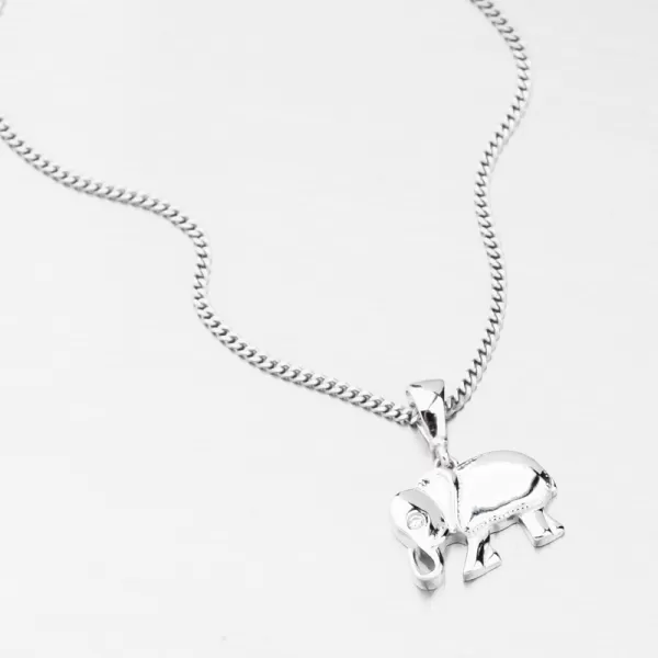 Přívěsek z bílého zlata slon se zirkonem GCA13-011