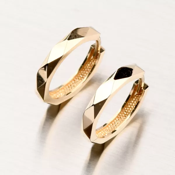 Dámské náušnice žluté zlato 585 broušené kruhy 12R-763