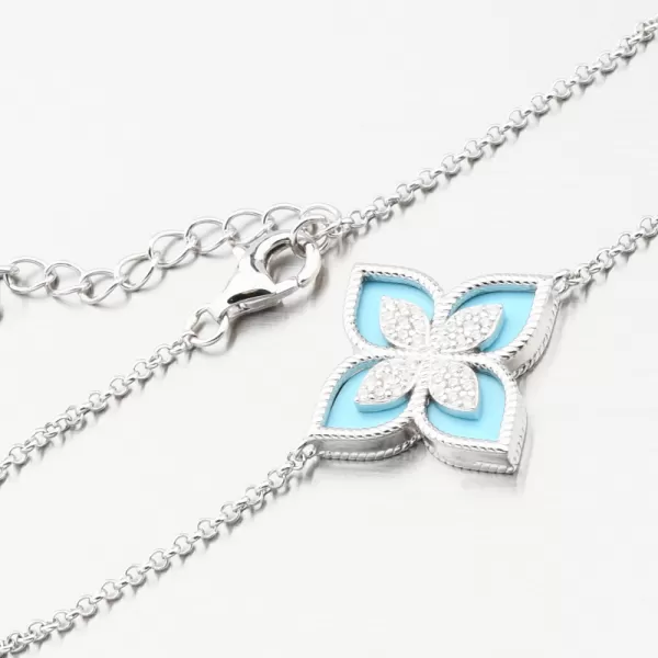 Stříbrný náramek s květinou a se zirkony PKL-4025