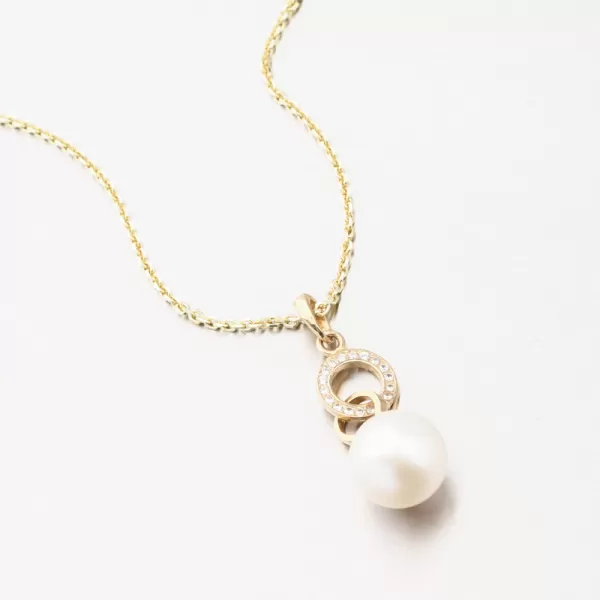 Zlatý přívěsek s perlou a se zirkony 53GZZ-3123Z