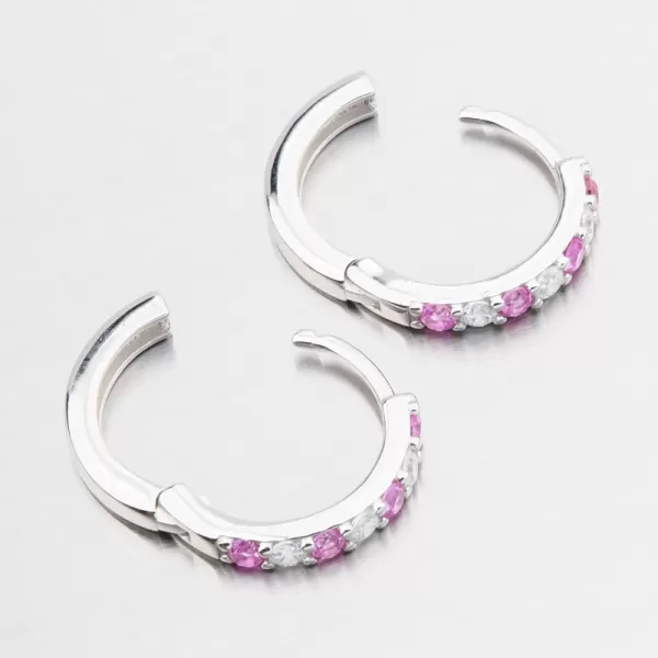 Stříbrné kruhy s růžovými zirkony PKL-2276
