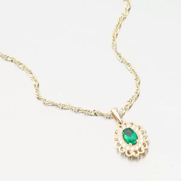 Zlatý přívěsek se smaragdem a se zirkony 13R-424