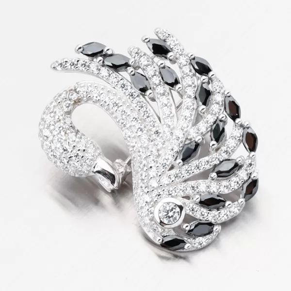 Stříbrná brož labuť s černými zirkony PKL-6015