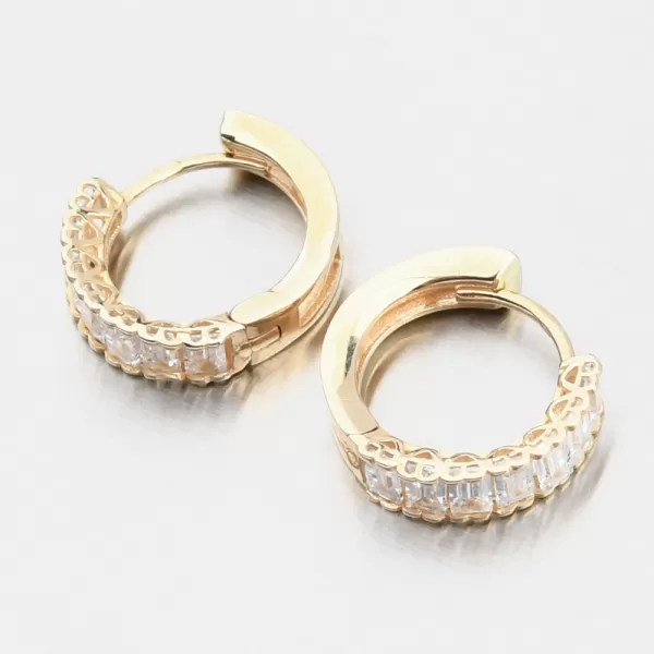 Dámské náušnice žluté zlato 585 kruhy se zirkony 143P-122430