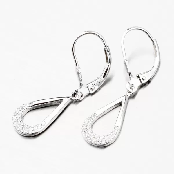 Visací stříbrné náušnice se zirkony UCST-121872