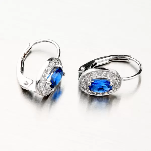 Náušnice se safírem a zirkony z bílého zlata 52GZ-8049-B-SAF-KL