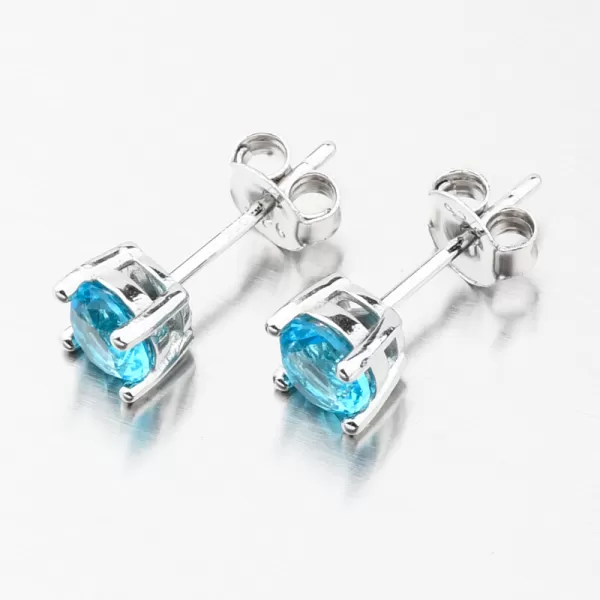 Stříbrné náušnice pecky s modrým zirkonem UPST-121681