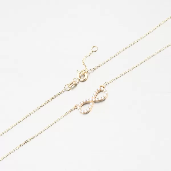 Dámský náhrdelník žluté zlato 585 zirkon nekonečno 15R-064