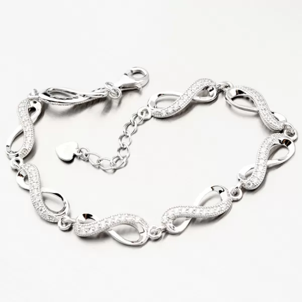 Stříbrný náramek nekonečno se zirkony PKL-4026