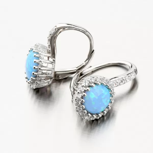 Stříbrné náušnice s modrým opálem a se zirkony PKL-2124