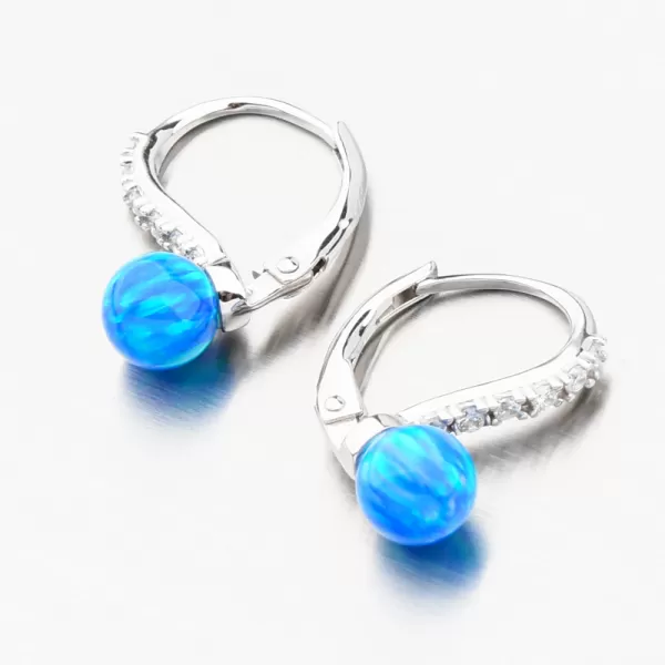 Stříbrné náušnice s modrým opálem a se zirkony PKL-2171