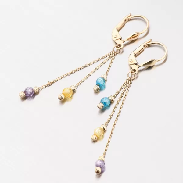 Visací náušnice s barevnými zirkony PKL12-037