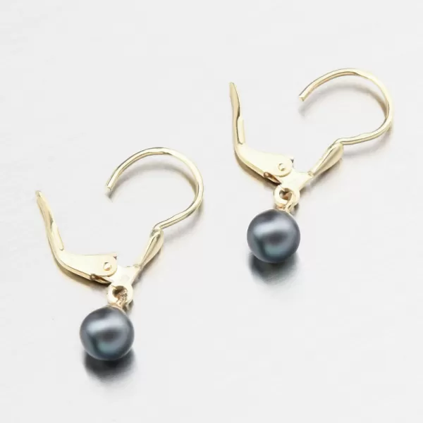 Zlaté náušnice s černou perlou 52GZ-3015-ZL-KL-Black