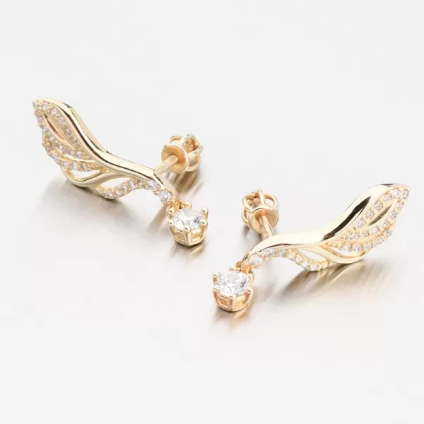 Dámské náušnice žluté zlato 585 se zirkony 663P-120433