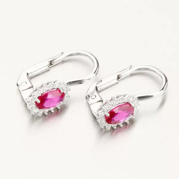 Dámské náušnice bílé zlato 585 s rubínem a se zirkony 12R-761