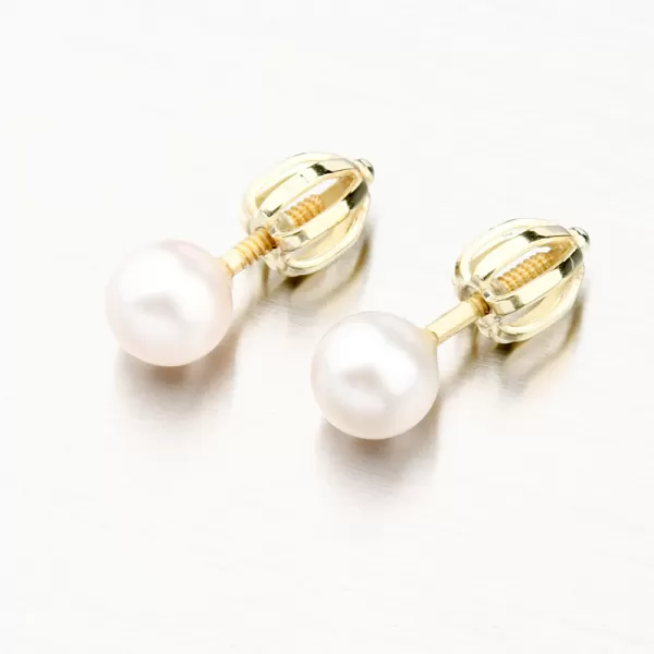 Zlaté náušnice pecky s perlou 52GZ-3005Z-SR