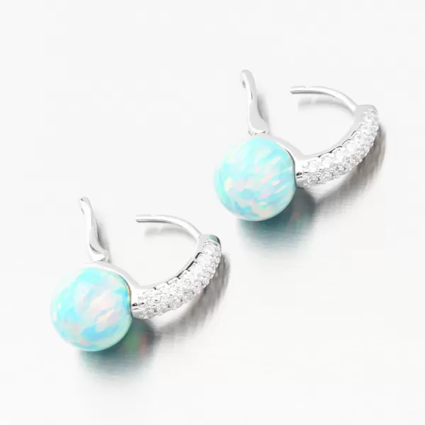 Stříbrné náušnice se zeleným opálem a se zirkony PKL-2168