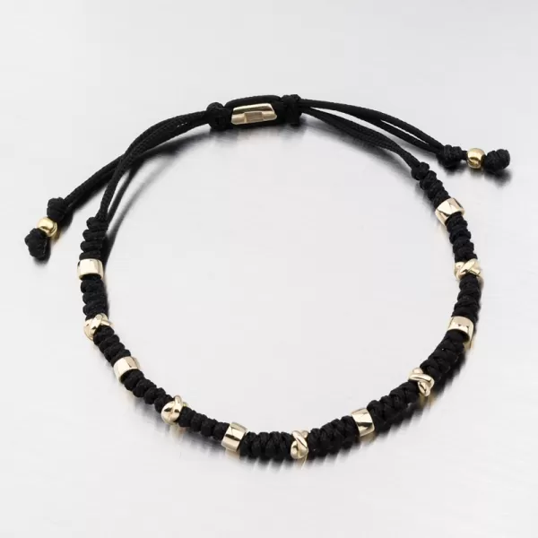 Náramek černý provázkový s válečky 74-5199ZL-Black