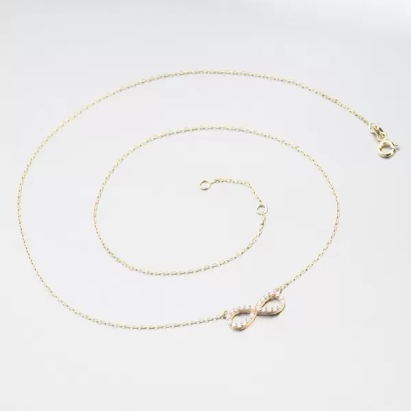 Dámský náhrdelník žluté zlato 585 zirkon nekonečno 15R-064