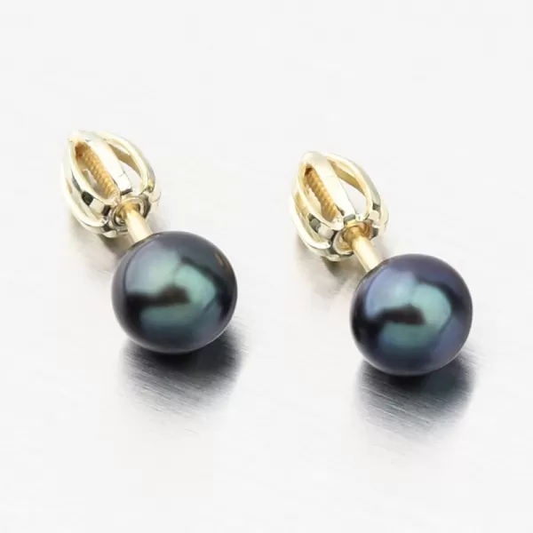 Zlaté náušnice pecky s perlou 52GZ-3006-ZL-SR-Black