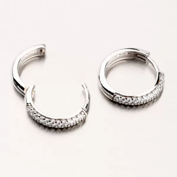 Dámské náušnice bílé zlato 585 kruhy se zirkony 12R-757