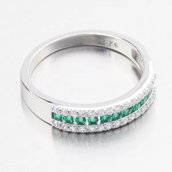 Stříbrný prsten se smaragdy a zirkony PKL-1062