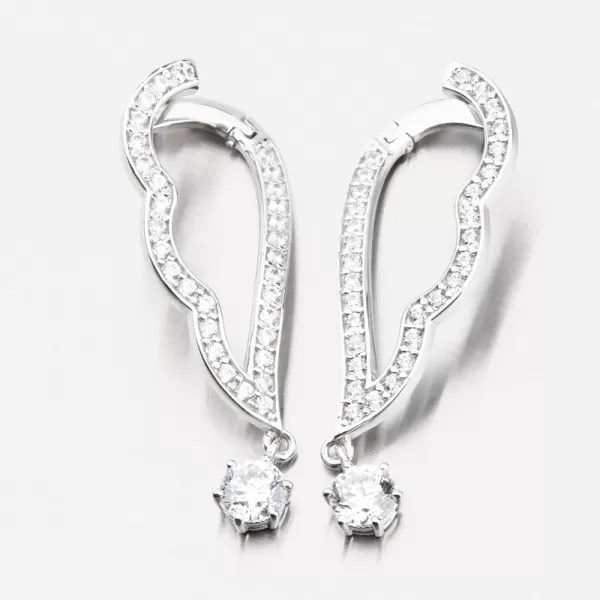 Dámské náušnice bílé zlato 585 visací se zirkony 663P-120471-B