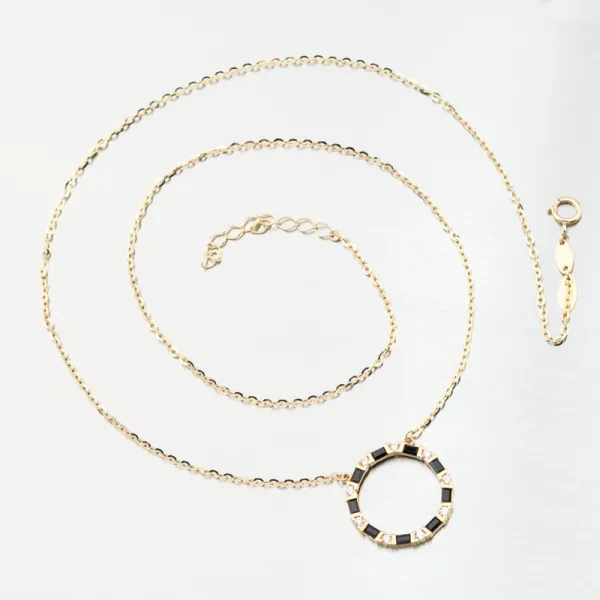 Dámský náhrdelník žluté zlato 585 zirkon 144P-151705-Black