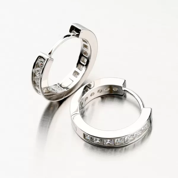 Oboustranné stříbrné náušnice kruhy se zirkony PKL-2132