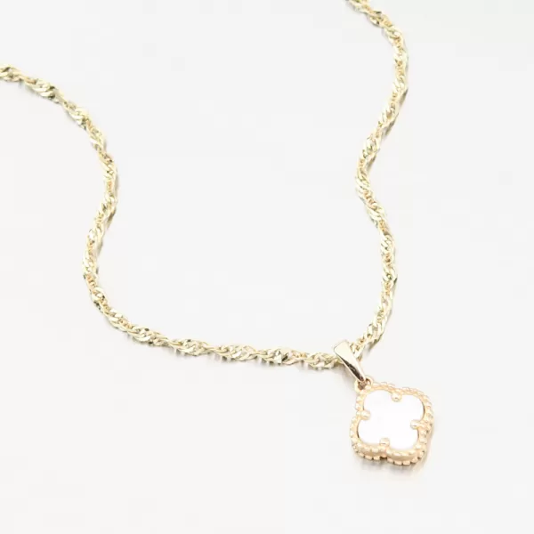 Zlatý přívěsek čtyřlístek s perletí 13R-425