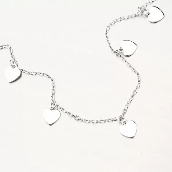 Stříbrný náramek na nohu se srdíčky PKL-4013