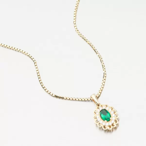 Zlatý přívěsek se smaragdem a se zirkony 13R-424