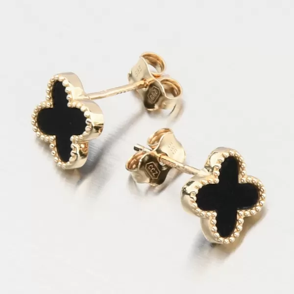 Zlaté náušnice čtyřlístky 12R-747