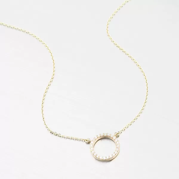 Dámský náhrdelník žluté zlato 585 zirkon DZF4369-ZL-ZIR