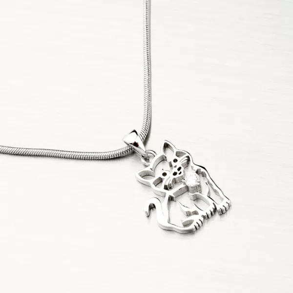 Stříbrný přívěsek kočka se zirkonem PKL-3118