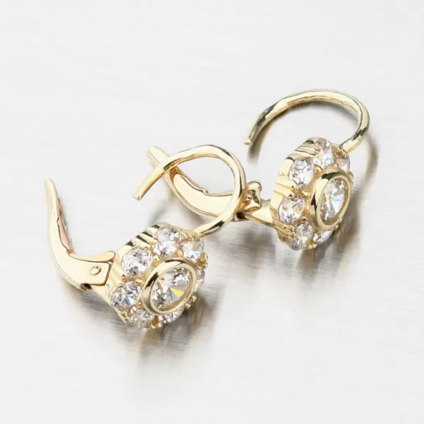 Zlaté náušnice kytičky se zirkony 663P-120388