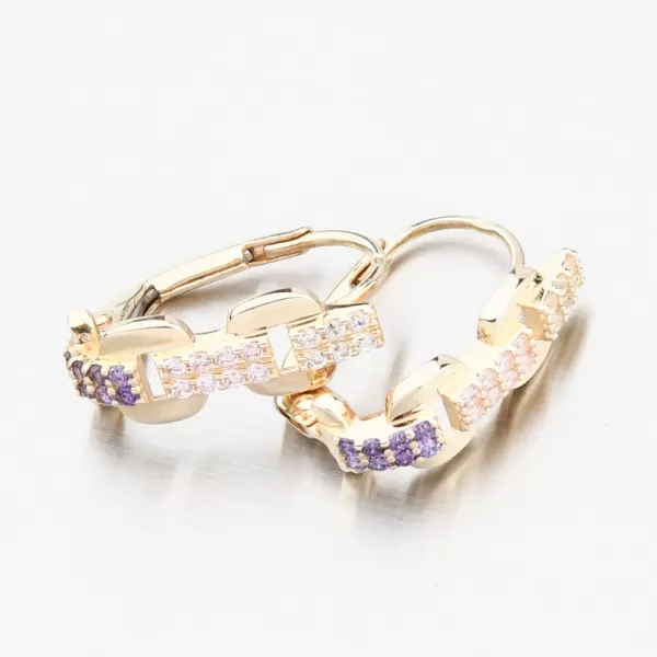 Dámské náušnice žluté zlato 585 se zirkony 153P-123157-305