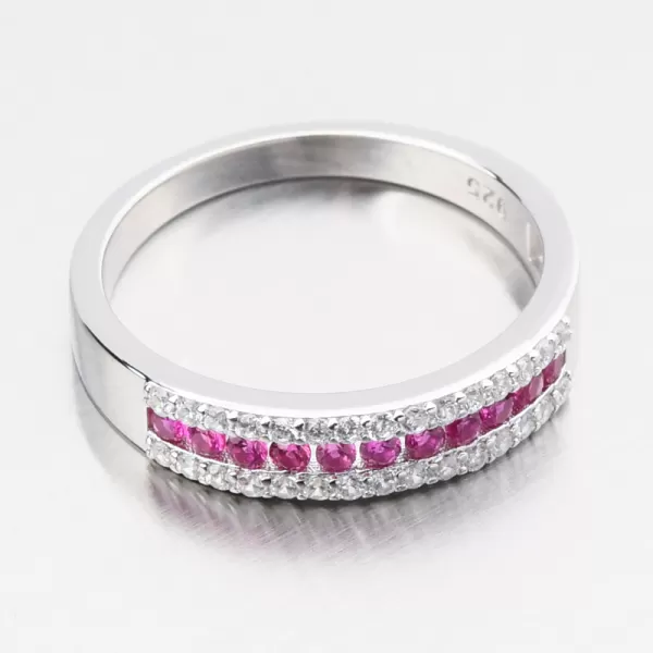 Stříbrný prsten s rubíny a zirkony PKL-1068