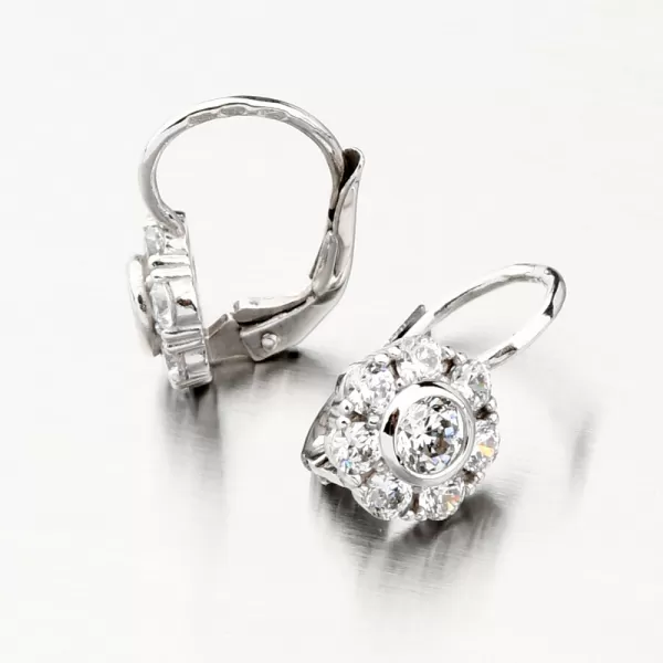 Náušnice z bílého zlata kytičky se zirkony 668P-120388